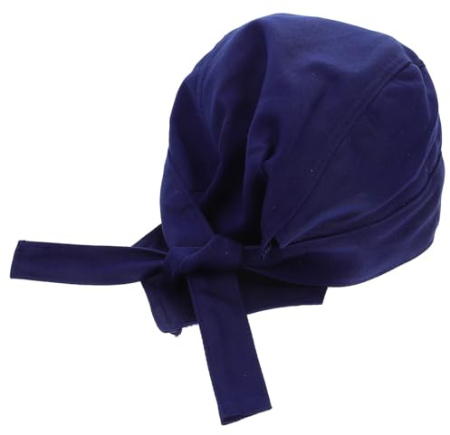 IWOWHERO Bandana de Soudeur en Coton Épais, Bonnet de Protection Anti-poussière Ajustable Bleu Sangle, Casquette Respirante pour Chantier et Travail Industriel