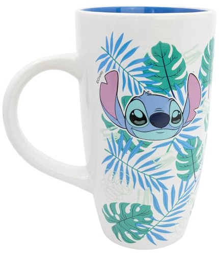 Stor Taza Latte de Cerámica Stitch 695ml - Taza Grande para Café Té y Chocolate con Diseños Originales - Apta para Lavavajillas y Microondas