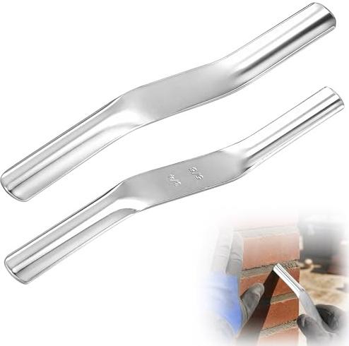 2 PCS Brick Jointer 1/2 Inch x 5/8 Inch Double Ended Pointing Tool Heavy Duty Mortar Finishing Professional Bricklaying Tools for Builders Masons Repointing and Jointing Tool