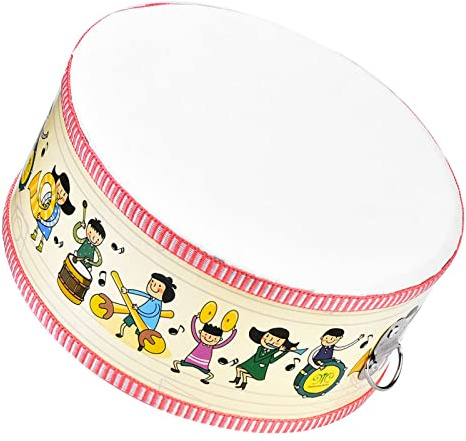 Generic Mini Tamburo a Mano in Legno Portatile Strumento a Percussione Compatto per Feste e Giochi per Bambini Superficie Lucida con Tracolla