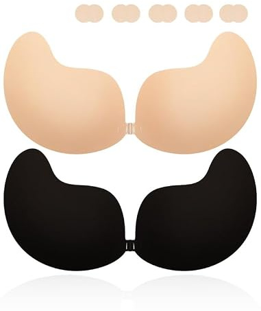 Soutien-gorge adhésif push-up, dos nu, soutien-gorge sans bretelles, soutien-gorge adhésif, grande poitrine, réutilisable, invisible, respectueux de la peau, soutien-gorge sans bretelles pour petites