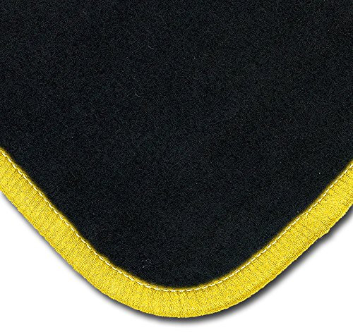 Bär-AfC Auto Fußmatten Classic passend für Dacia Logan/Logan MCV 2004-2012, Autoteppiche Nadelvlies Schwarz, Rand Kettelung Gelb, Set 4-teilig, DA00779