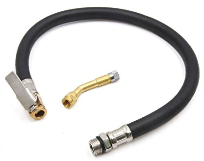 sourcing map 37cm Auto Reifen Inflator Schlauch 135 Grad Ventilverlängerung | 1 Set, Flexibles Gummi, Arretierbarer Clip, Außengewinde, Für PKW LKW Motorrad, Schnell Aufgeblasen