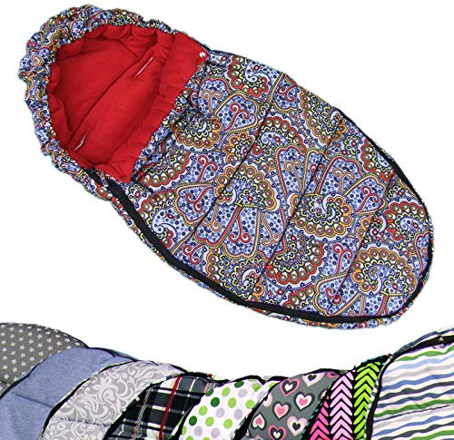 BAMBINIWELT vinterväska, fotsäck i mumiform för barnvagn, jogging, buggy eller slitta, fleece, universal, 110 cm Ornamente bunt