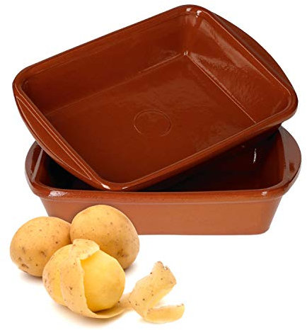 MamboCat Auflaufform Tonware I 2er Set I 4 x 20 x 14,5 cm I 350 ml I Mediterran I Glasiert I Unikat Handarbeit I Antike/Vintage I Mittelalter I Wikinger