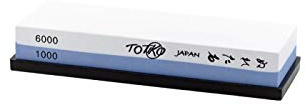 Totiko Piedra afiladora de agua japonesa, piedra afiladora con material 3 veces más duradero para afilar cuchillos profesionales, grano 1000/6000, Japan Knives