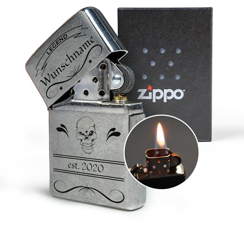 Zippo-Feuerzeug mit Gravur, Motiv Legend, personalisiert | Name & Geburtsjahr, Geschenkidee für Mann, Papa, Freund, Bruder