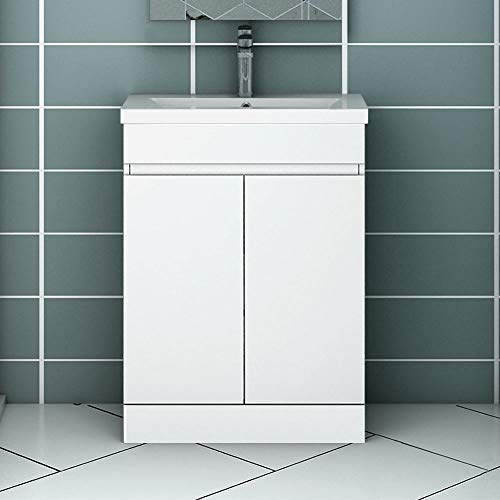 Badezimmer Badmöbel 50 cm Standschrank Waschtisch mit Unterschrank Weiß