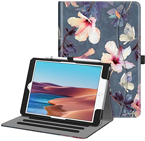 FINTIE Case for iPad 9th / 8th / 7th Generation (2021/2020/2019) 10.2 Inch | [Corner Protection] Multi-Angle Viewing Stand Cover with Pocket & Pencil Holder Auto Wake Sleep, Blooming Hibiscus