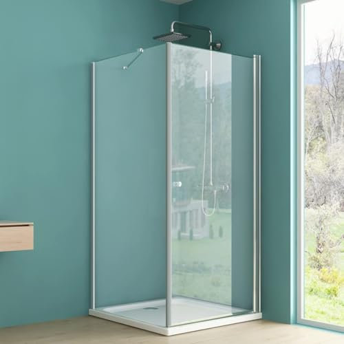 IMPTS Duschkabine 90x90 cm Eckeinstieg Duschabtrennung Duschtür mit Seitenwand, Pendeltür aus 6mm ESG Sicherheitsglas Höhe 185 cm,OHNE Duschwand und Ablaufgarnitur