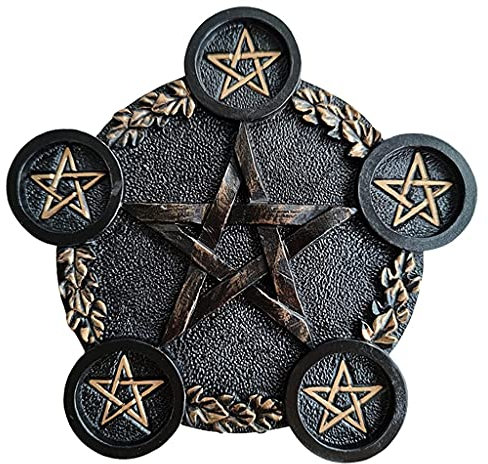 U/D Photophore pentagramme en résine pour bougie chauffe-plat en forme de pentagramme - Pour cérémonie, magicien (noir cuivre)
