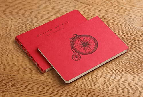 Clairefontaine 930034C - Skizzenheft Flying Spirit DIN A6, 50 Blatt, elfenbeinfarbiges Papier, ideal für Notizen, trendig, mit Sepia-Aufdruck, Rot Motive sortiert, 1 Stück
