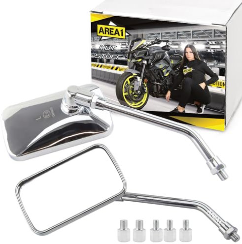 Universal Motorrad Rückspiegel Spiegel Set 1xM10 Rechts+1xM10 Linksgewinde (V54)
