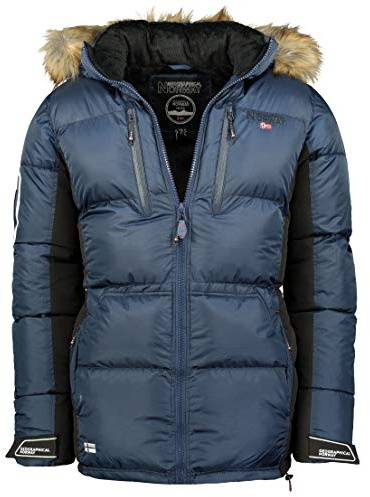 Geographical Norway Danone män – varm dunparkas quiltad man säsong höst vinter – varm kappjacka herr – vindjacka långa ärmar – herr, Marinblå, XL