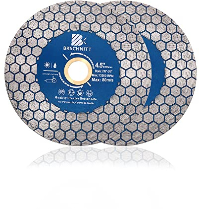 Diamant Trennscheibe 115mm - BRSCHNITT Doppelseitig zum Schneiden und Schleifen Granit Marmor Fliese Natursteine (2 Stück).
