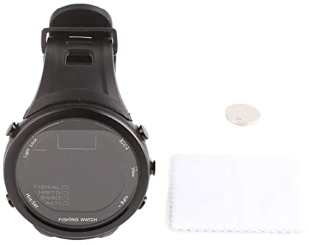HEEPDD Barometer Watch, Multi Functional Battery Powered Fishing Watch Thermometer Waterproof for Outdoor (Black)