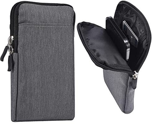 Handy Gürteltasche mit Reißverschluss, Umhängetasche mit Geldbörse Herren Grau, 7.2 Handy Messenger Tasche Männer Crossbody Geldbörse mit Gürtelschlaufe Karabiner Brieftasche Holster