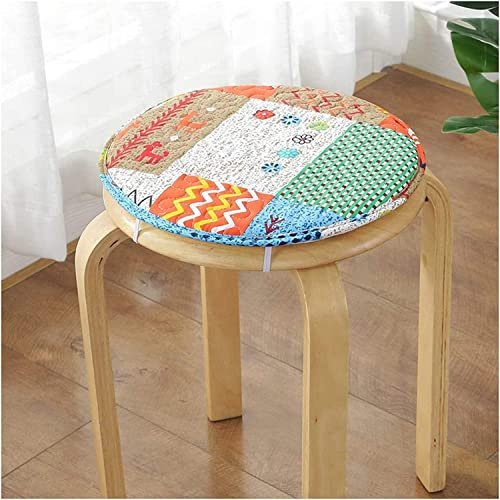 OITTO Rundes Stuhlkissen mit Bändern - 35cm, bequemes und waschbares rutschfestes Sitzkissen, abnehmbares Stuhlpolster mit Dicke Sitzauflagen für Schalenstuhl, Essstühle und hohe Bürohocker,Color 3