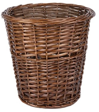 Handmade Natural Wicker Trash Bin Home and Office Waste Basket Bathroom Bin Chic Paper Bin (Brown)