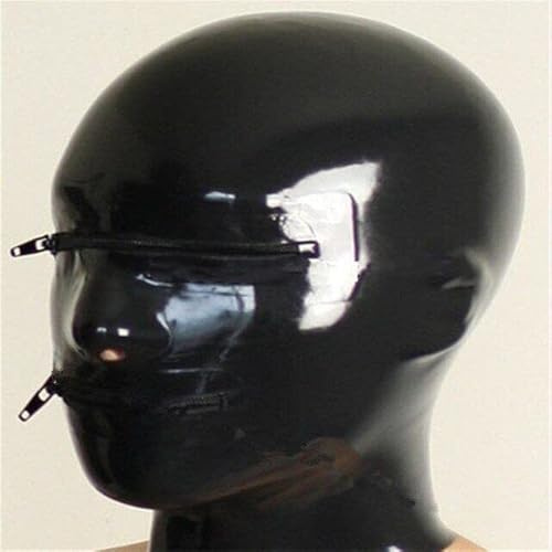 BDSM Halloween Paar Latexmaske SM Bondage Extrem Rubber Sex Kopfmaske Mit Reißverschluss Vorne Maskerade Fetisch Sexspielzeug Für Frauen Herren, M, Black