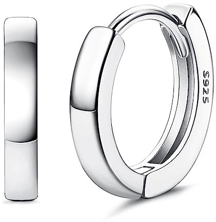 ORAZIO 925 Sterling Silber Herren Ohrringe Creolen für Teenager Jungen, Kleine Schwarze Schlaf Echt Silber Creolen Diamant für Damen, Einfache Unisex Ohrringe Minimalistische Feinschmuck Geschenke