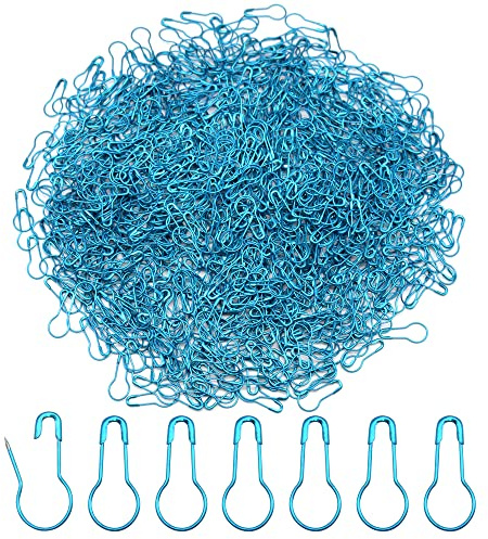 Hocansen 1000 Stück Sicherheitsnadeln Metallkürbisnadel 22mm Birnenförmige Snadeln Calabash Pin für Maschenmarkierer,Stricken,Nähzubehör(Himmelblau/HL)