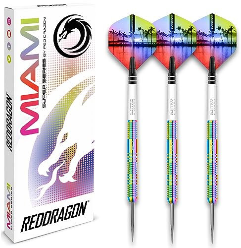 RED DRAGON Miami 24 Gramm Professionelles Tungsten-Dart-Set mit Flights und Schäften