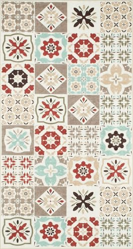 Nazar Tapis Rectangulaire Motifs Carreaux de Ciment, 80 X 150cm, Multicolore