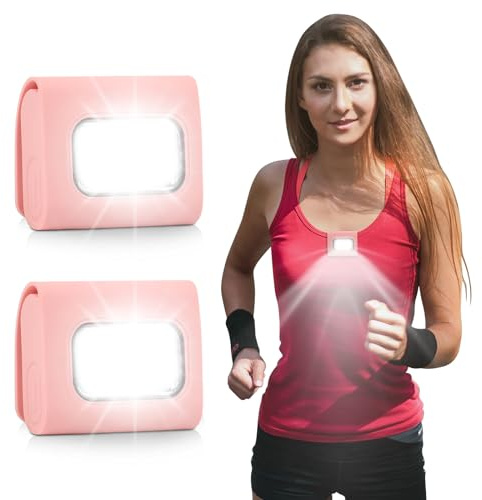 GOANDO Running Lights 2 Pack Safety Jogging LED Light Reflective Running Gear with USB Charging and Strong Magnetic Clip