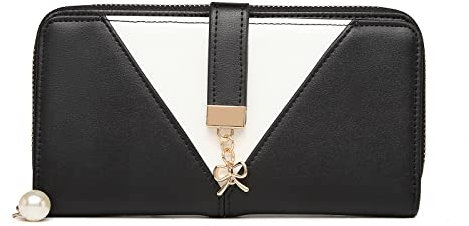 Miss Lulu Damen Geldbörse Klassische Lange Reißverschluss Portmonee Multi-Kartensteckplätze Kunstleder