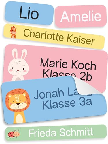 150 Stück Namensaufkleber Set für Kinder in der Schule (Blau) | Personalisiert & Spülmaschinenfest, Aufkleber für Stifte & Schulsachen, Klebeetiketten mit Namen, Etiketten für Schulmaterial