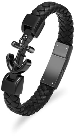 QGJNSGC Anker Einäscherung Armband für Asche Edelstahl Urn Denkmal Schmuck Geflochtenes Leder Armband Armband Glaube Religiöse christliche Erinnerung für Männer Frauen