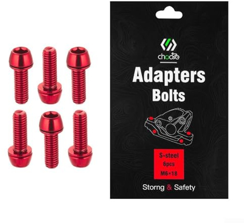Easy to Use Pack of 6 Disc Brake Caliper Fixing Bolts for Bicycles (Red)