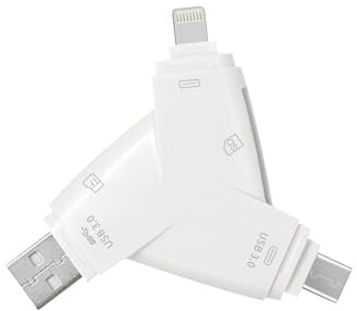 ZOIOT USB-C Type-C3.0 y USB3.0 Triángulo de Memoria Lector de Tarjetas SD 4 en 1 para iPhone/iPad/Android/Mac/Trail Game Camera El Visor admite SD/TF Card Micro SD Card Adapter