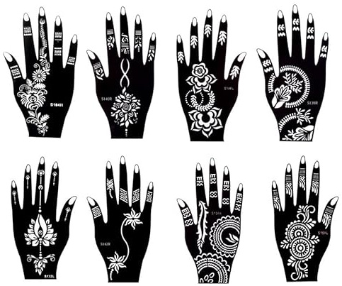Jenni Lot de 8 pochoirs de tatouage à la main