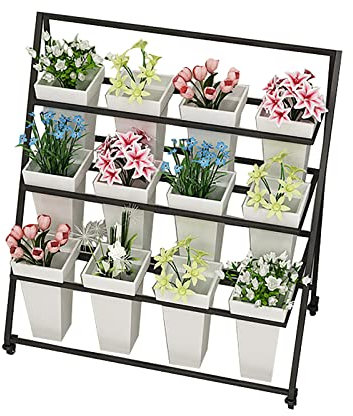 pflanzenständer3-stufiger, faltbarer Pflanzenständer für drinnen und draußen, Blumenständer aus Metall, Eckregal für Pflanzgefäße, Blumentopfhalter zur Pflanzenpräsentation im Garten, Balkon