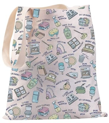 PXTIDY Custodian Tote Bag Cleaning Lady Gift Housekeeper Gift Crazy Cleaning Lady Reusable Grocery Shopping Bag