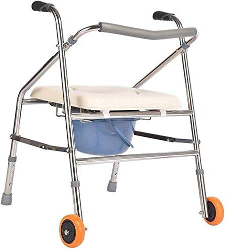 CRBUDY Robuster Duschstuhl mit Rückenlehne und Armlehnen, Toilettenstühle, Duschhocker aus Edelstahl, Gehhilfe für Senioren, Toilettenstuhl für Senioren, Behinderte und Schwangere