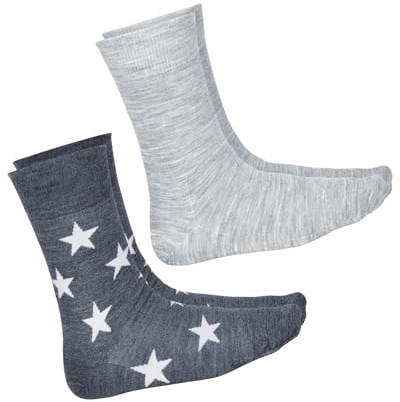 VITSOCKS Merino Ullstrumpor Herr, 80% Ull Strumpor, Varma Andas (2 PAR) Ränder, grå-vit, 44-46