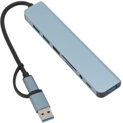 Multiport Docking Station, Portable Plug and Play 3.5mm Sound Port 8 in 1 USB Type C Hub for Phone for Tablet