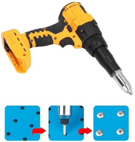 Plyisty Pistola Remachadora Inalámbrica, Pistola Remachadora Automática Eléctrica 10KN con Luz LED, Kit de Herramientas de Remachadora Ciega sin Escobillas de Carrera de 20 Mm para