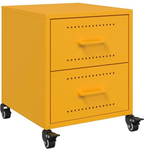 vidaXL Table de Chevet Jaune Moutarde 36x39x43,5 cm Acier, Armoire, Meubles de Chambre à Coucher, Support de téléphone, Armoire d'appoint