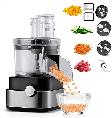 Picador eléctrico de verduras – 5 en 1 triturador de verduras comercial con cuchillas de acero inoxidable – Molinillo de carne multifuncional y procesador de alimentos para cebolla, zanahoria, pepino