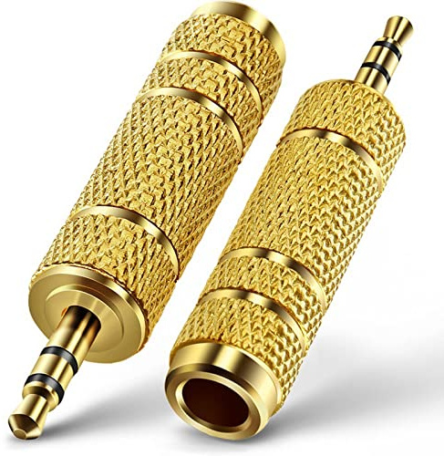 Audio Klinken Adapter 3,5mm Stecker auf 6.35mm Buchse Stereo Kopfhörer Adapter 3.5mm auf 6.35mm Hi-Fi Sound,Vergoldet für für Kopfhöre, Handy, Lautsprecher, Verstärker, E-Gitarre/Klavier 2 Stück