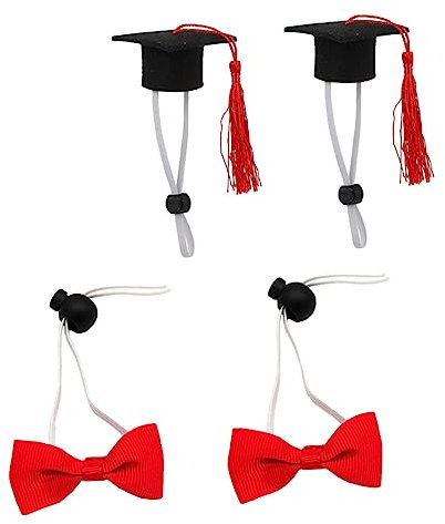 BUGUUYO 4stücke Teiliges Mini-abschlussset Für Haustiere Mit Doktorhut Und Fliege Lustige Dekoration Für Kleine Tiere Hut Mit Quaste Und Fliegen Für Feiern Und Anlässe