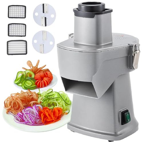 Procesador De Alimentos EléCtrico En Dados, Mandolina De Grosor Ajustable, Cortadora Y Picadora Adecuada Para Triturar Cebollas Con Cuchillas De Acero Inoxidable MúLtiples,110V