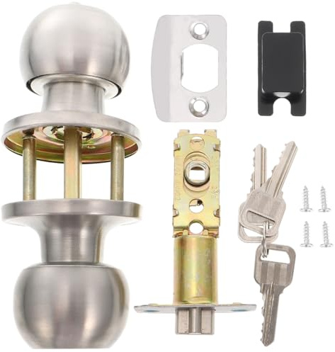 Angoily Cerradura De Puerta De 3 Barras Con Manilla Acero Inoxidable Para Puertas Interiores Con Llave Y Accesorios Seguridad Resistente Al Desgaste 6.29X2.55X2.55 Pulgadas