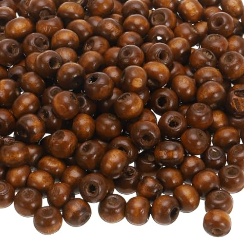 QUARKZMAN 500 Stk. Große Loch Holzperlen Flechten Perlen, Unvollendete Natürliche Fass Holz Abstandshalter Perlen für Handwerk Makramee Schmuckherstellung, Khaki (8 x 7mm, 3mm Loch)