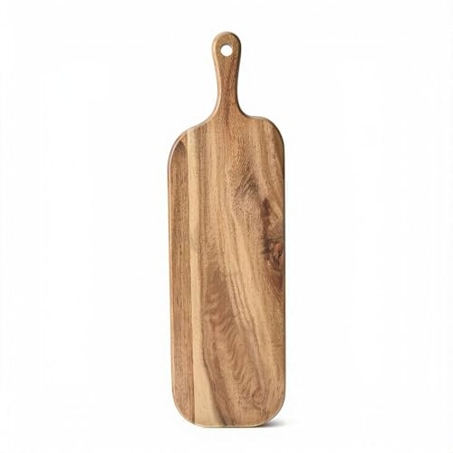 Linwnil Tabla de cortar de madera de acacia, tabla de cortar de cocina de madera para carne, queso, pan, verduras y frutas, tabla de charcutería y tabla de servir queso con asa (16 pulgadas de largo x