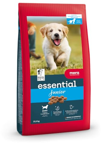 MERA Essential Junior - Comida Seca para Cachorros, 2 kg, Comida Seca para Cachorros de Todas Las Razas y tamaños, Omega-3 y Omega-6 para Piel y Pelo Brillante, Comida Seca para Perros